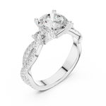Gold Ring DDLR-281, Round center stone, White Gold, view 2