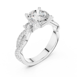 Gold Ring DDLR-281, Round center stone, White Gold, view 2