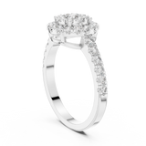 14K Solid Gold Lab Diamond Halo Ring, White Gold, view 1