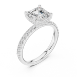 Gold Ring, Asscher center stone, White Gold, view 2