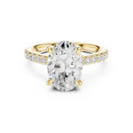 Gold Ring DDLR-250, Oval center stone, Yellow Gold, view 4