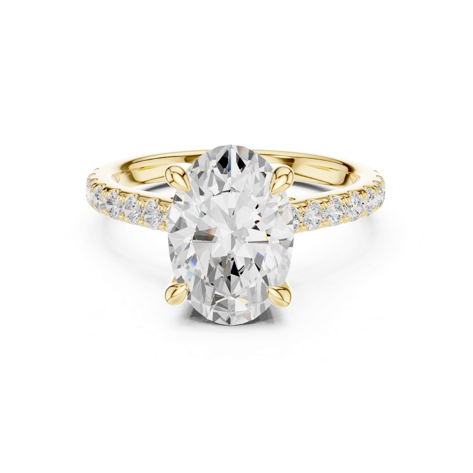Gold Ring DDLR-250, Oval center stone, Yellow Gold, view 4