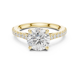 Gold Ring DDLR-039, Round center stone, Yellow Gold, view 4