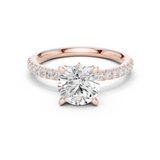 Gold Ring DDLR-256, Round center stone, Rose Gold