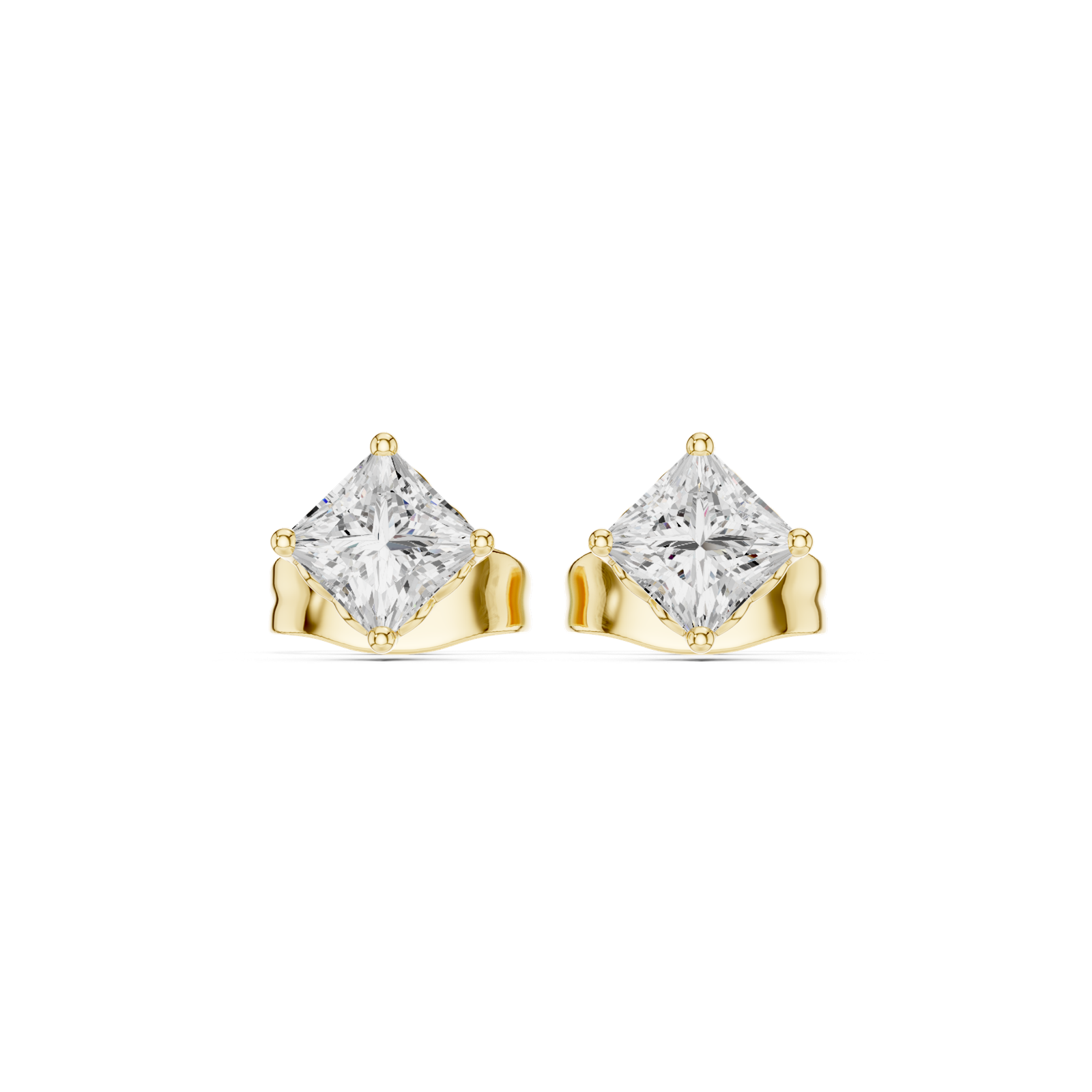 14K Solid Gold Lab Diamond Stud Earrings, Yellow Gold, view 4