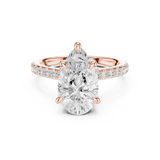 Gold Ring DDLR-250, Pear center stone, Rose Gold, view 4