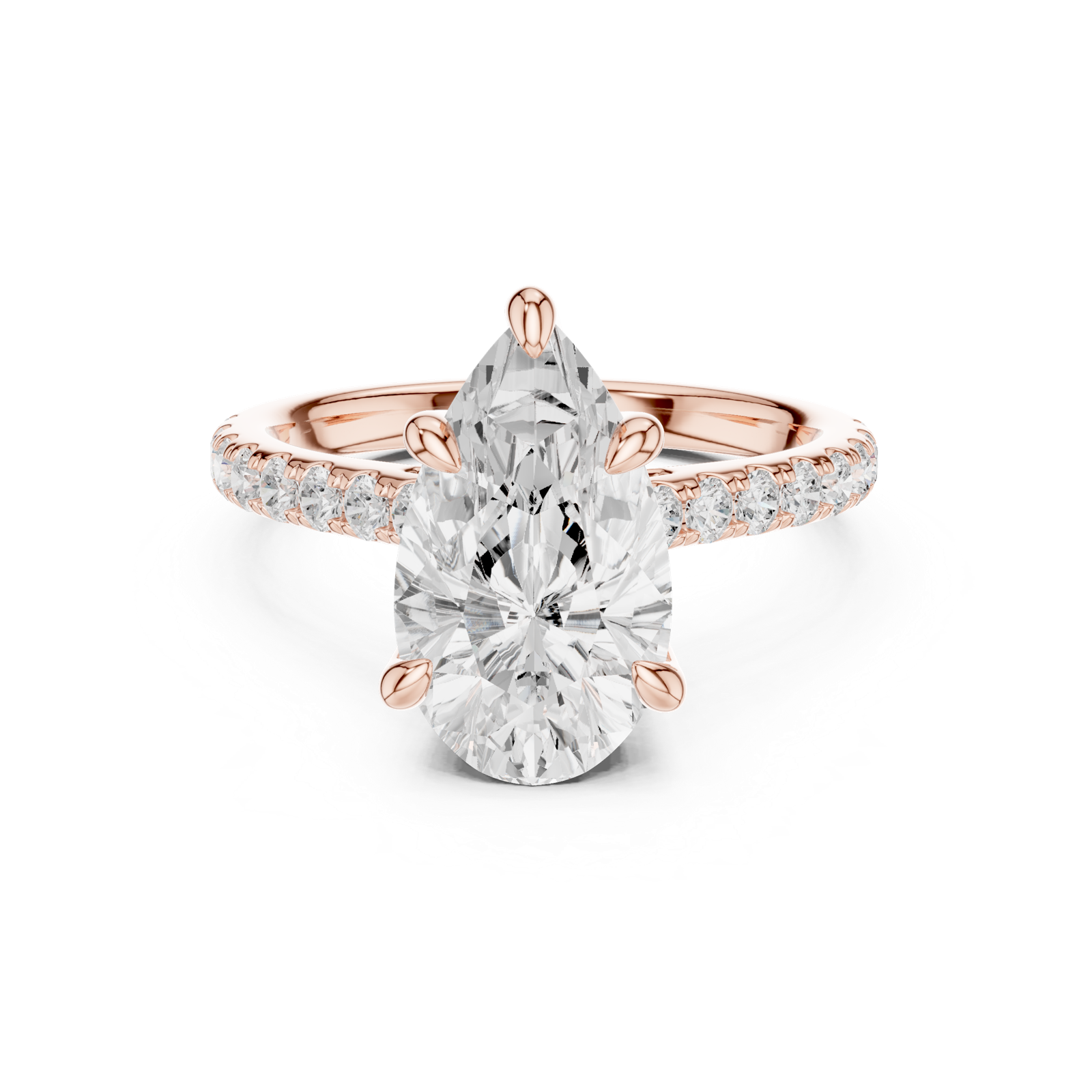 Gold Ring DDLR-250, Pear center stone, Rose Gold, view 4