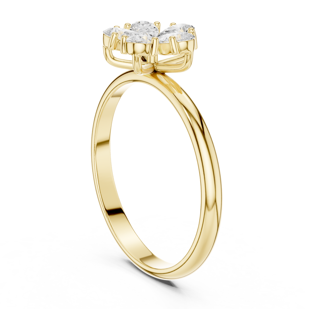14K Solid Gold Lab Diamond Flower Cluster Ring, Yellow Gold, view 1