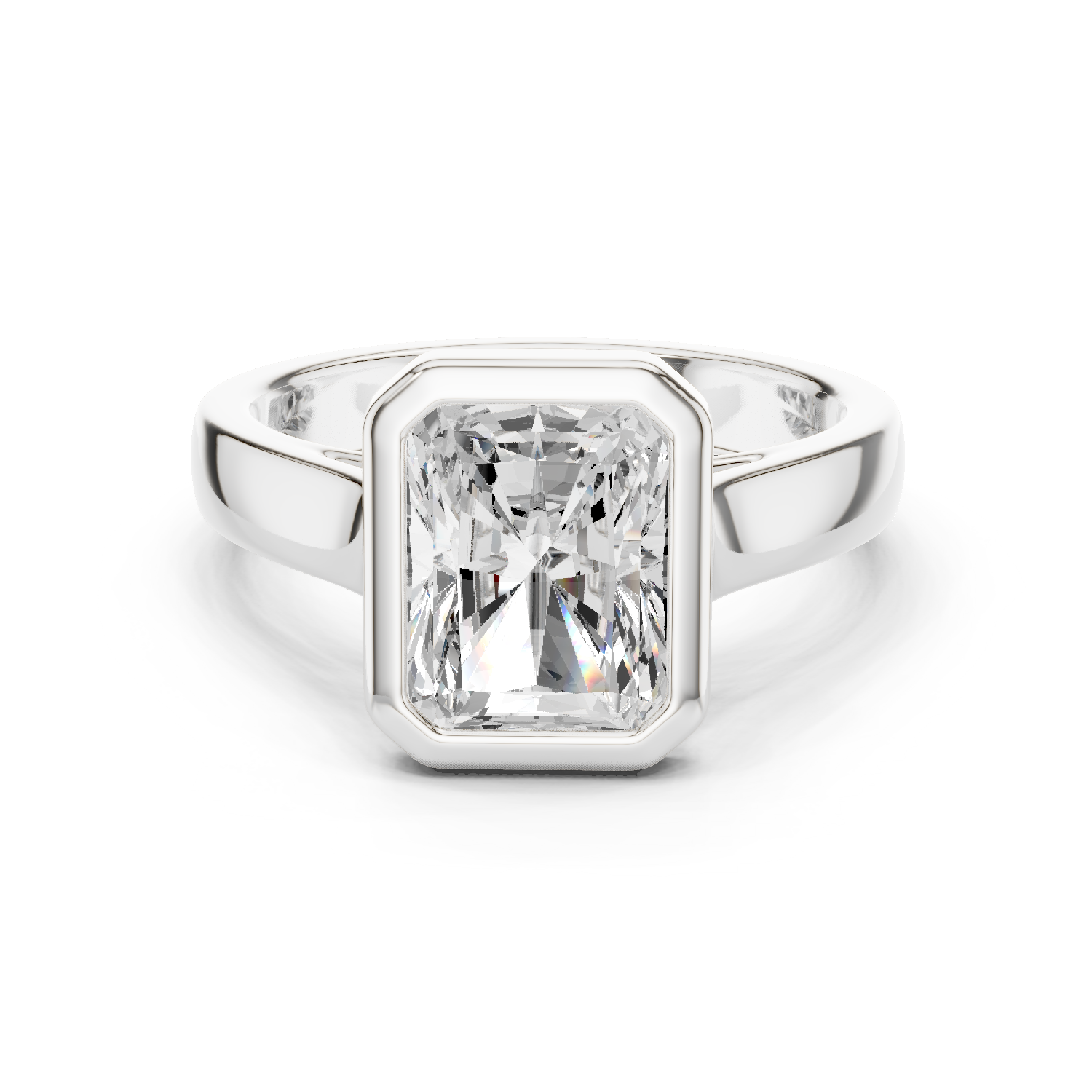 Gold Jewelry L36-3, Radiant center stone, White Gold