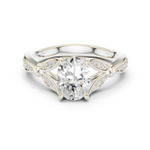 Gold Ring DDLR-257, Oval center stone, White Gold