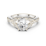 Gold Ring DDLR-257, Oval center stone, White Gold
