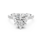 Gold Ring DDLR-250, Heart center stone, White Gold, view 4