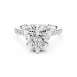Gold Ring DDLR-250, Heart center stone, White Gold, view 4