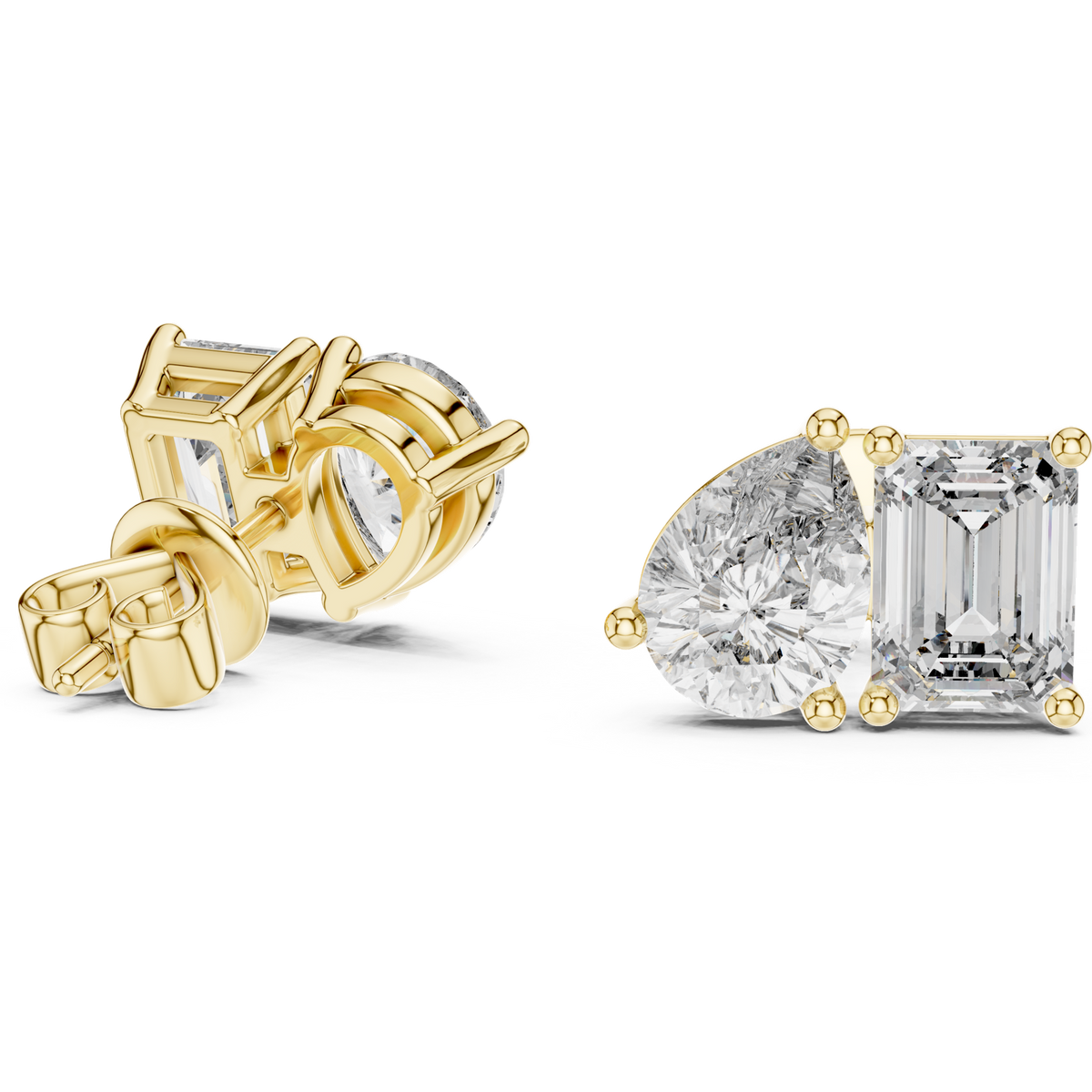 14K Solid Gold Lab Diamond Cluster Earrings, Yellow Gold, view 1