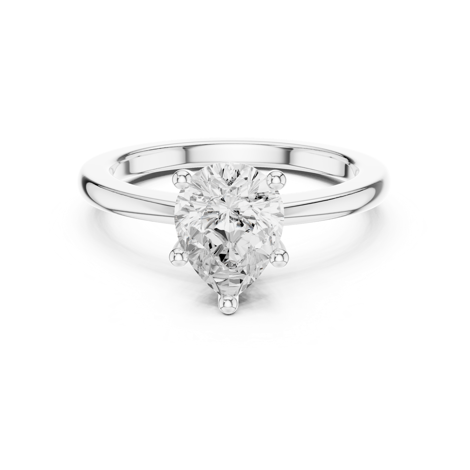Gold Ring DDLR-032, Pear center stone, White Gold, view 4