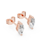 14K Solid Gold Lab Diamond Stud Earrings, Rose Gold, view 2