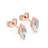 14K Solid Gold Lab Diamond Stud Earrings, Rose Gold, view 2