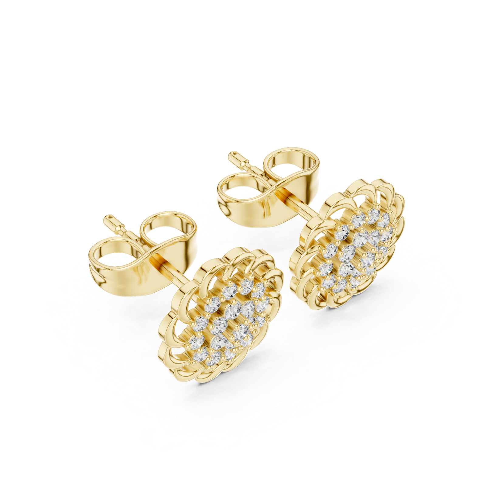 Gold Earrings 9-10087E, Yellow Gold, view 2
