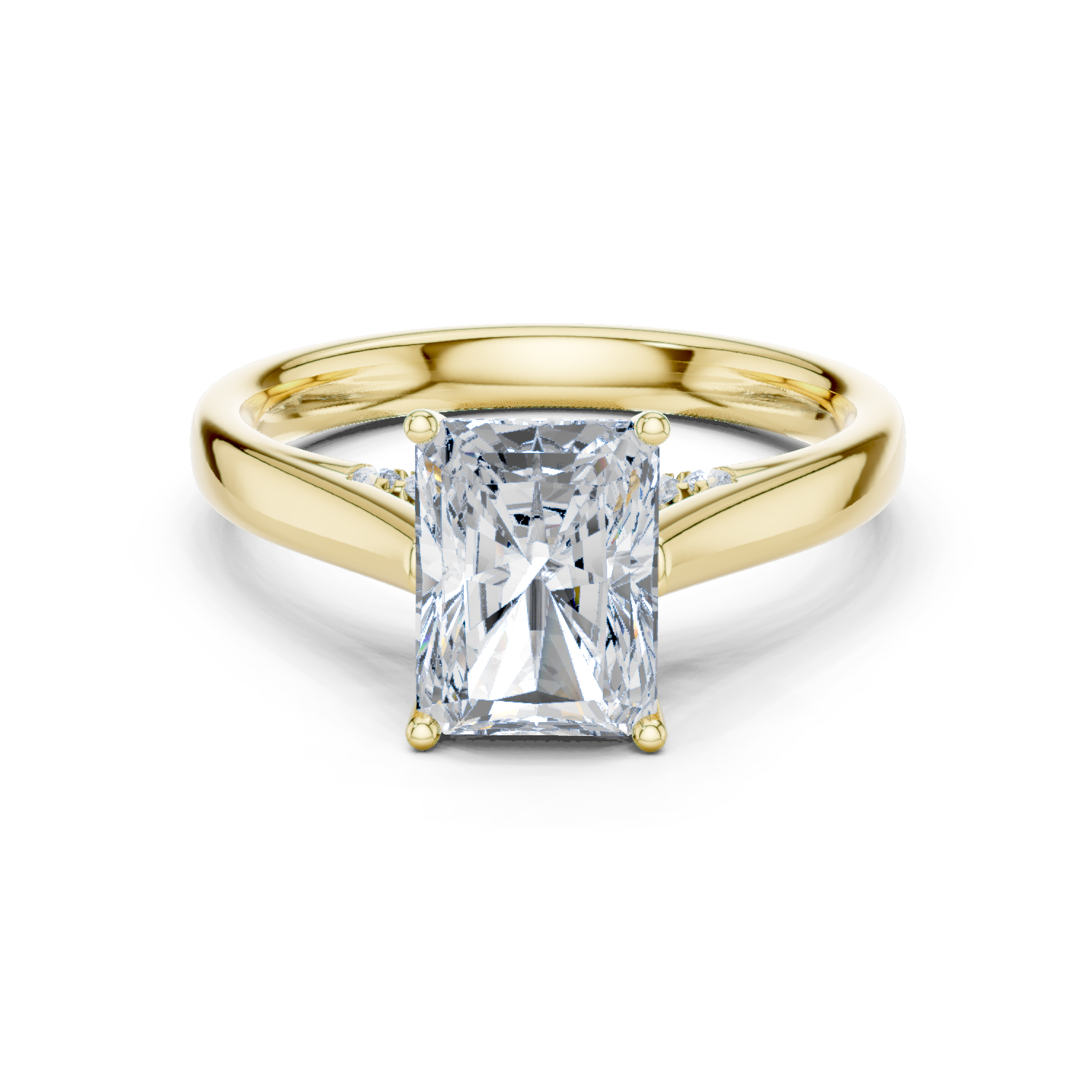 Gold Jewelry L36-18, Radiant center stone, Yellow Gold