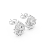 14K Solid Gold Lab Diamond Cluster Earrings, White Gold, view 2