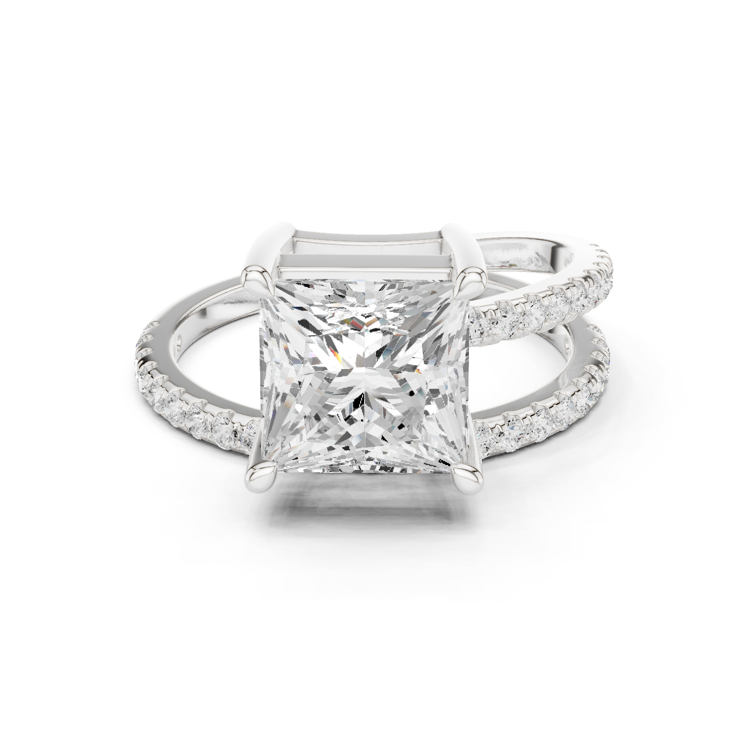 Gold Jewelry L35-39, Princess center stone, White Gold