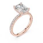 Gold Ring, Emerald center stone, Rose Gold, view 2