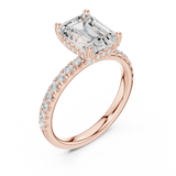 Gold Ring, Emerald center stone, Rose Gold, view 2