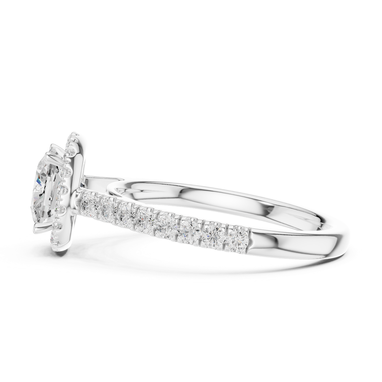 Gold Ring DDLR-118, Cushion center stone, White Gold, view 3