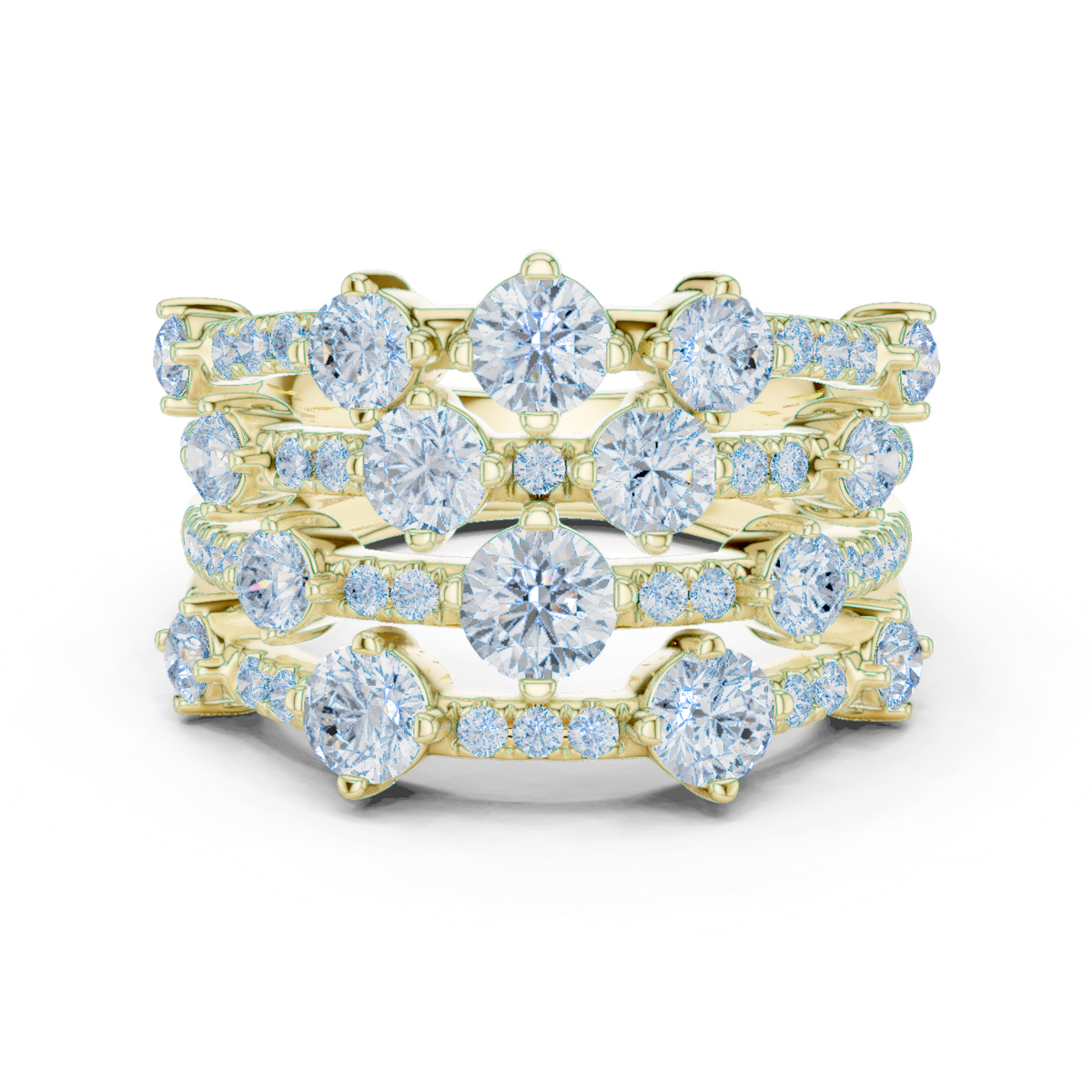 14K Solid Gold Lab Diamond Eternity Ring, Yellow Gold