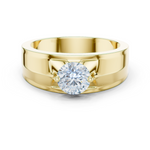 14K Solid Gold Lab Diamond Signet Ring, Yellow Gold