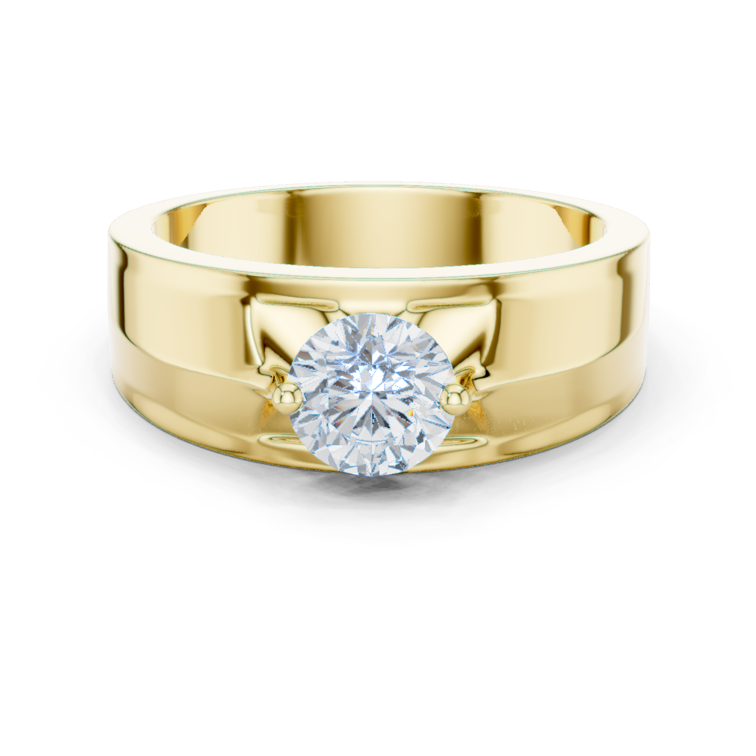 14K Solid Gold Lab Diamond Signet Ring, Yellow Gold
