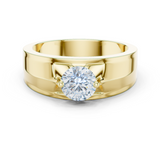 14K Solid Gold Lab Diamond Signet Ring, Yellow Gold