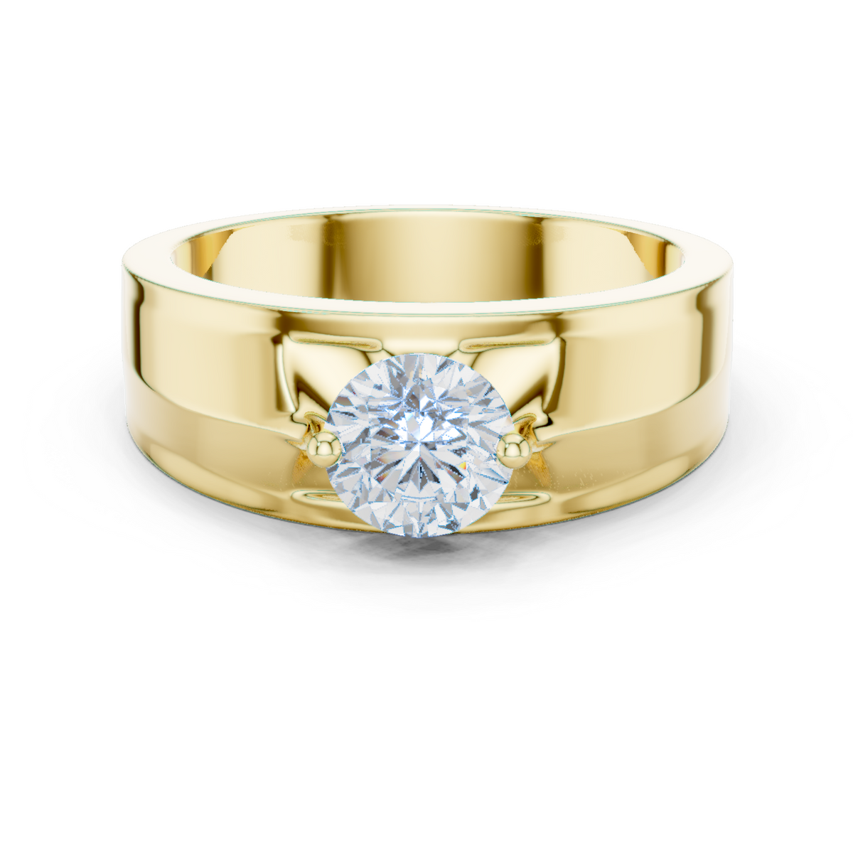 14K Solid Gold Lab Diamond Signet Ring, Yellow Gold