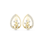 14K Solid Gold Lab Diamond Cluster Earrings, Yellow Gold