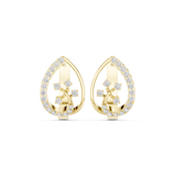 14K Solid Gold Lab Diamond Cluster Earrings, Yellow Gold