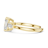 Gold Three-Stone Baguette Engagement Ring, Radiant center stone, Yellow Gold, view 3