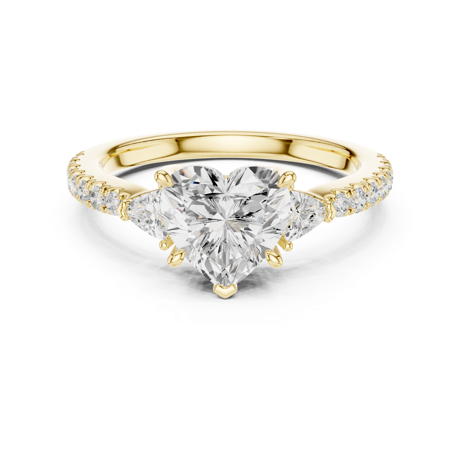 Gold Ring, Heart center stone, Yellow Gold, view 4