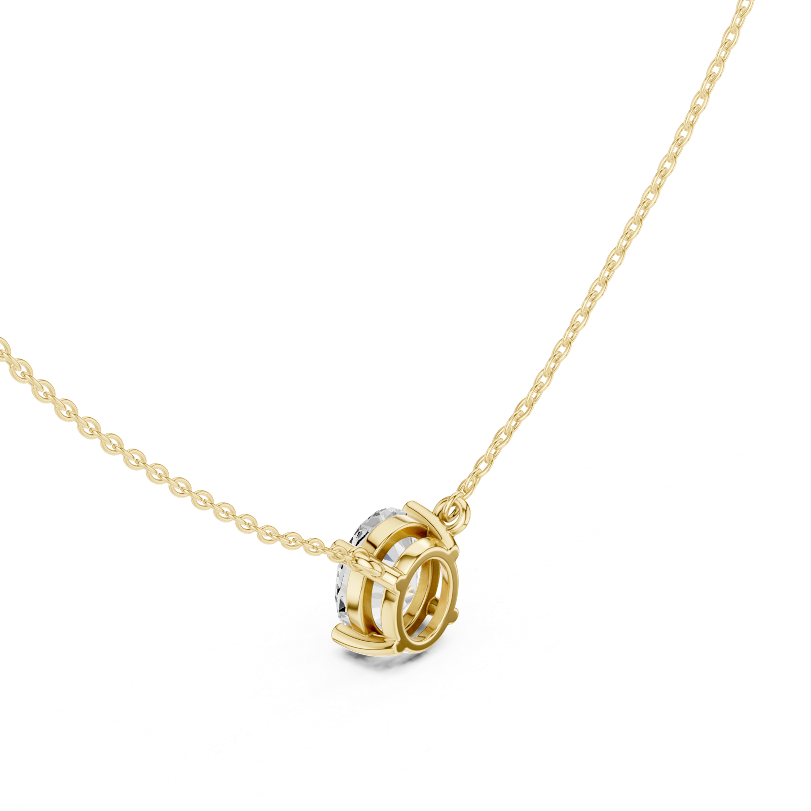 Gold Jewelry DDPO-001, Oval center stone, Yellow Gold, view 2