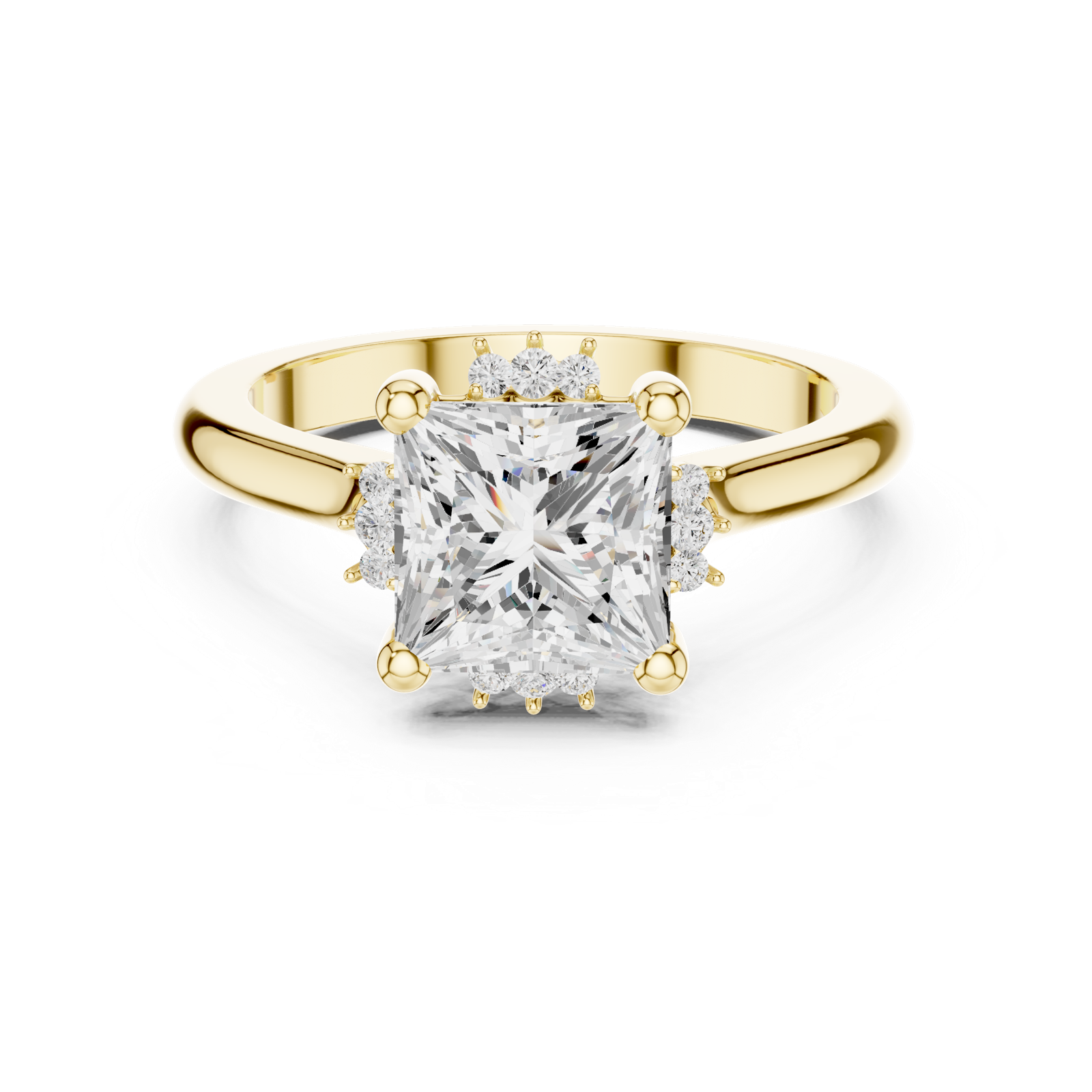 Gold Jewelry L35-123, Princess center stone, Yellow Gold, view 4