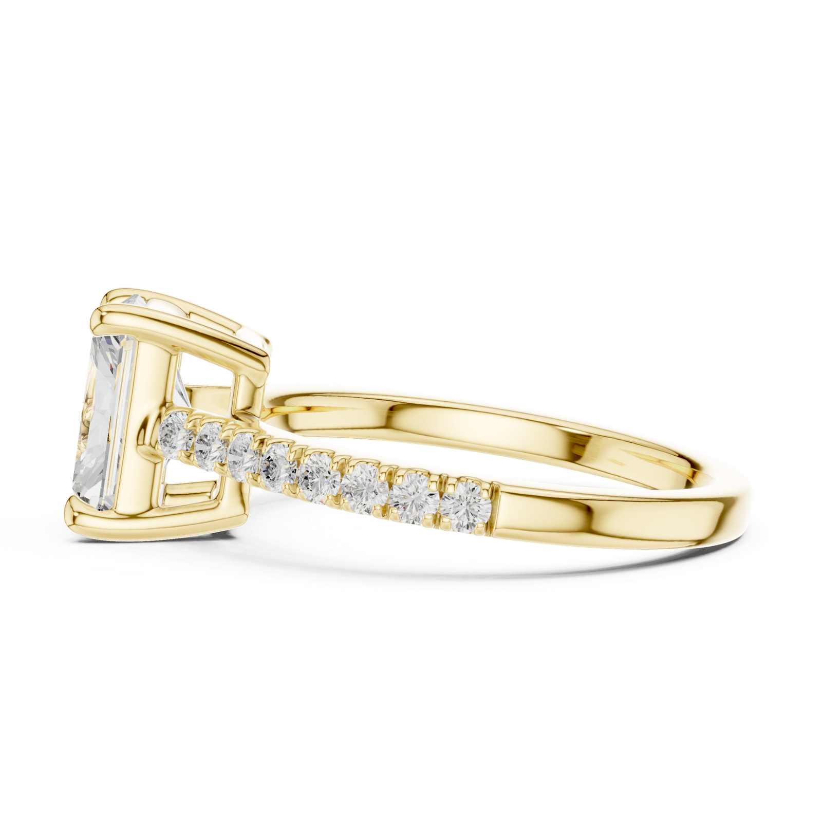 Gold Ring DDLR-039, Radiant center stone, Yellow Gold, view 3