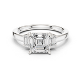 Gold Ring DDLR-038, Asscher center stone, White Gold