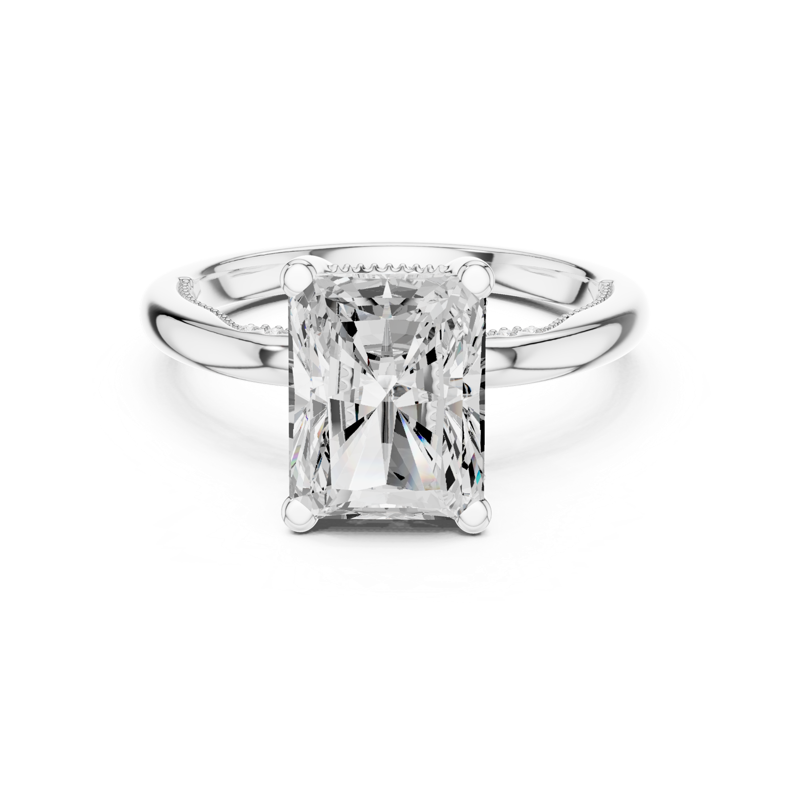 Gold Ring DDLR-175, Radiant center stone, White Gold, view 4