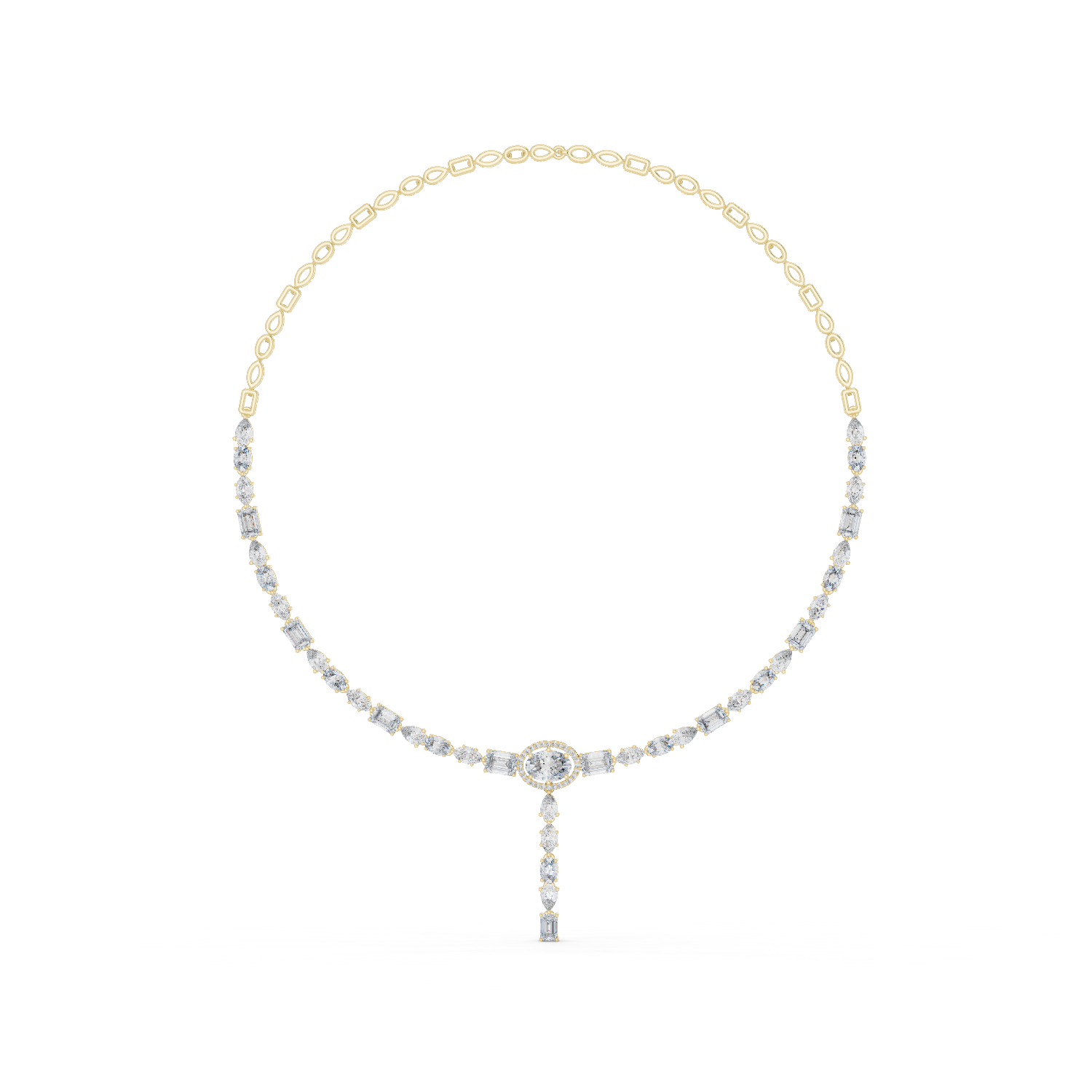 14K Solid Gold Lab Diamond Tennis Necklace, Yellow Gold