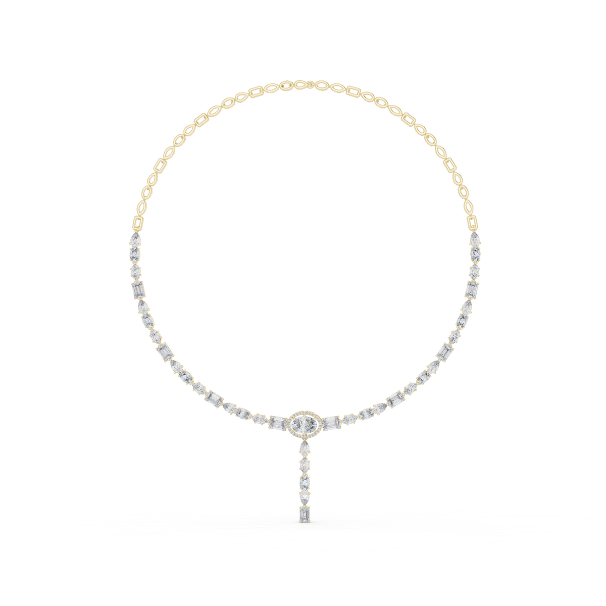 14K Solid Gold Lab Diamond Tennis Necklace, Yellow Gold