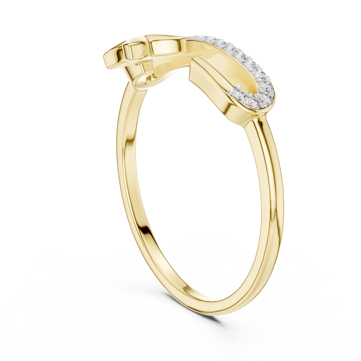 14K Solid Gold Lab Diamond Band Ring, Yellow Gold, view 1