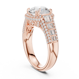 Gold Ring, Round center stone, Rose Gold, view 1