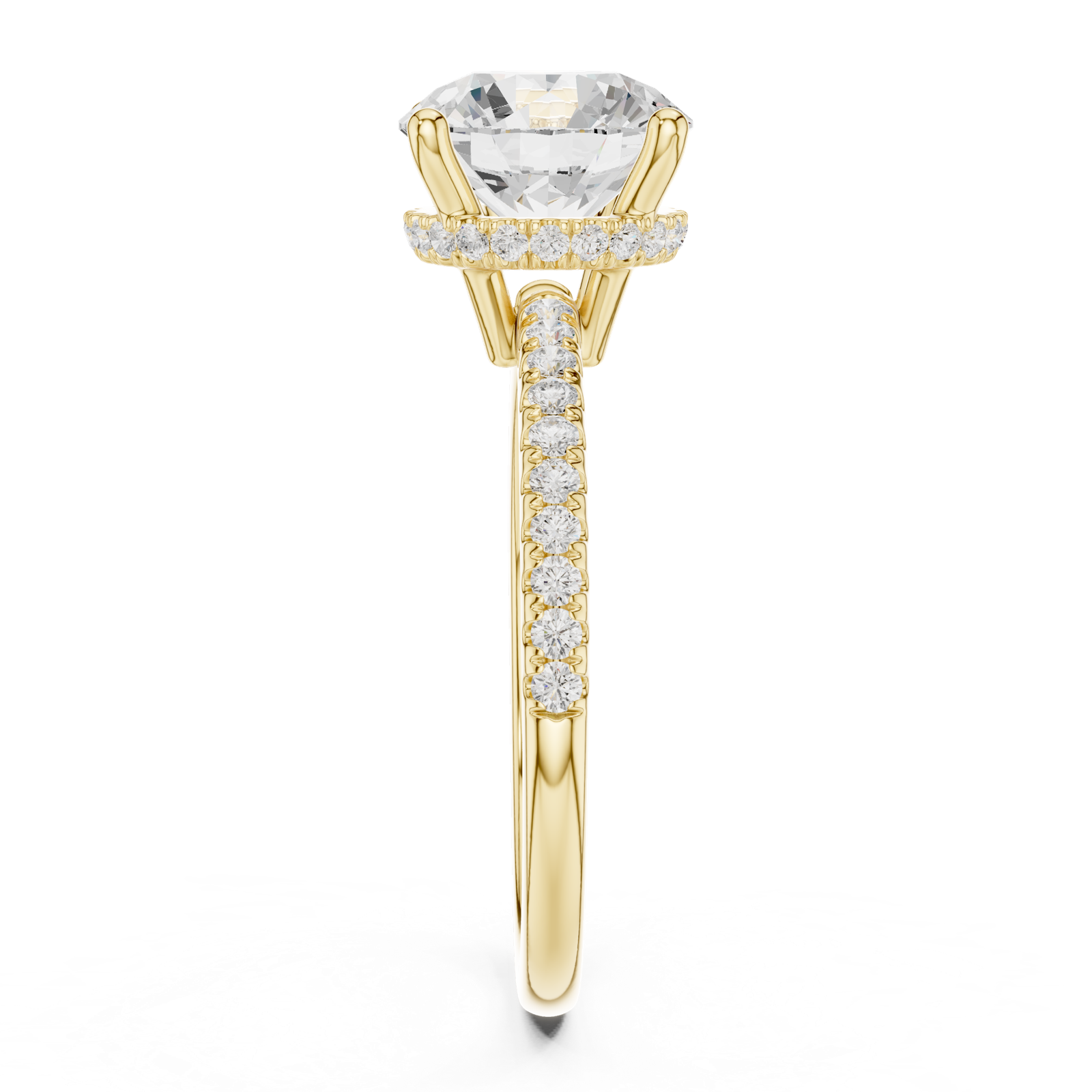 Gold Ring DDLR-177, Round center stone, Yellow Gold, view 3