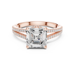 Gold Ring DDLR-252, Asscher center stone, Rose Gold, view 4