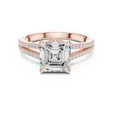 Gold Ring DDLR-252, Asscher center stone, Rose Gold, view 4