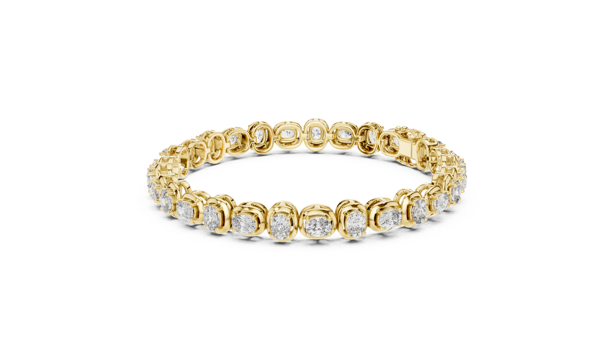 14K Solid Gold Lab Diamond Bracelet, Yellow Gold, view 1